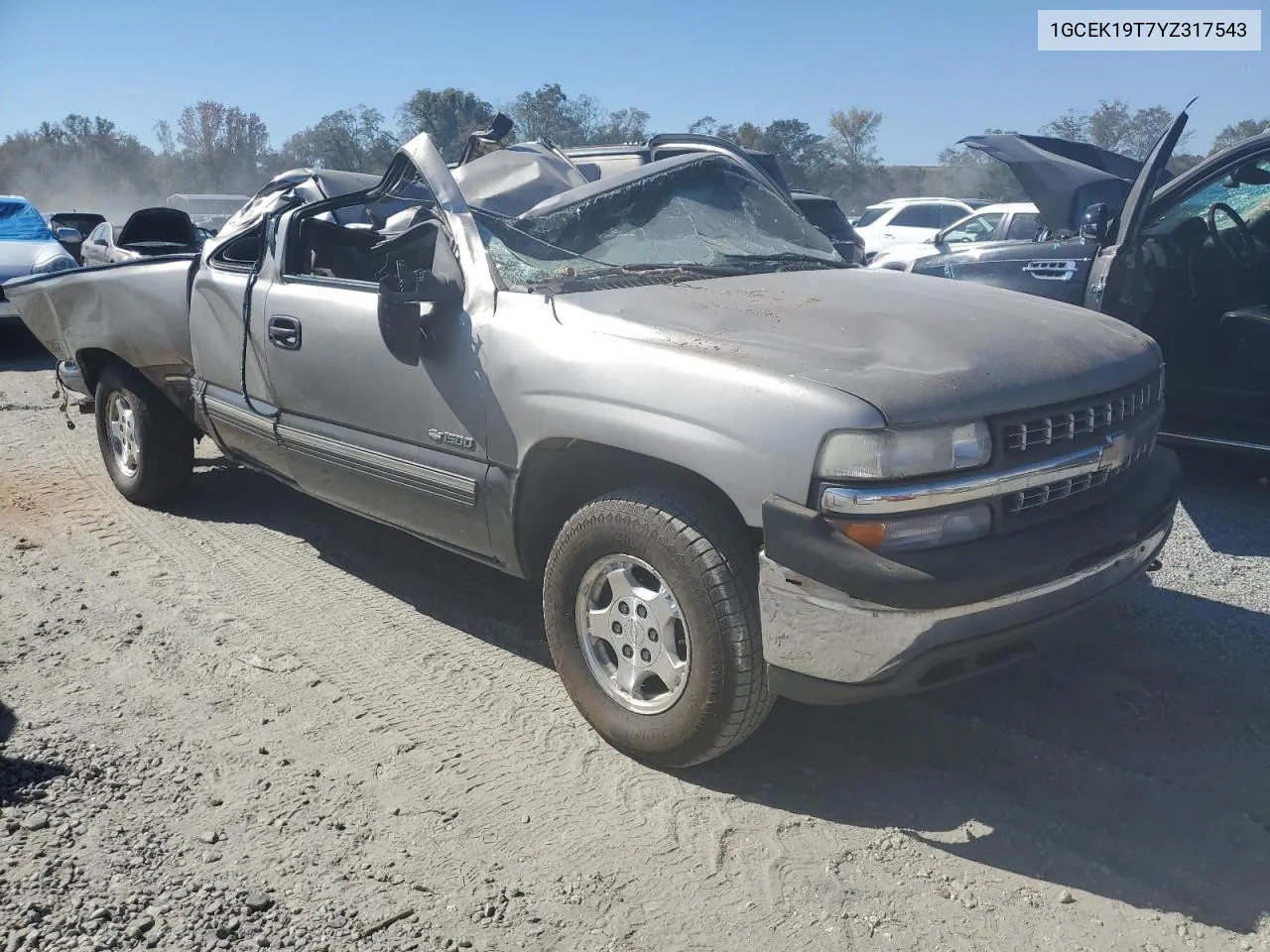 2000 Chevrolet Silverado K1500 VIN: 1GCEK19T7YZ317543 Lot: 76979774