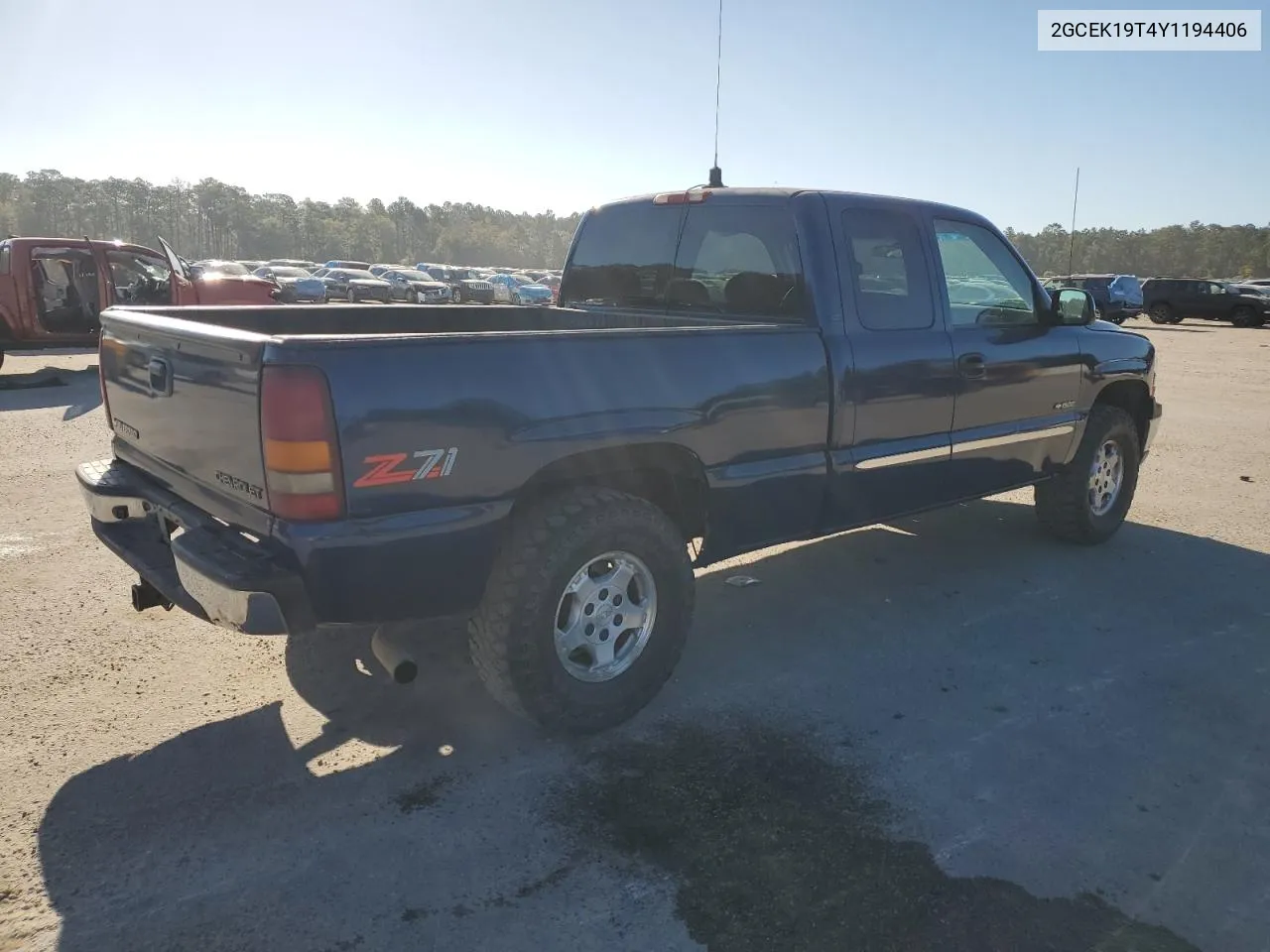 2000 Chevrolet Silverado K1500 VIN: 2GCEK19T4Y1194406 Lot: 76995134