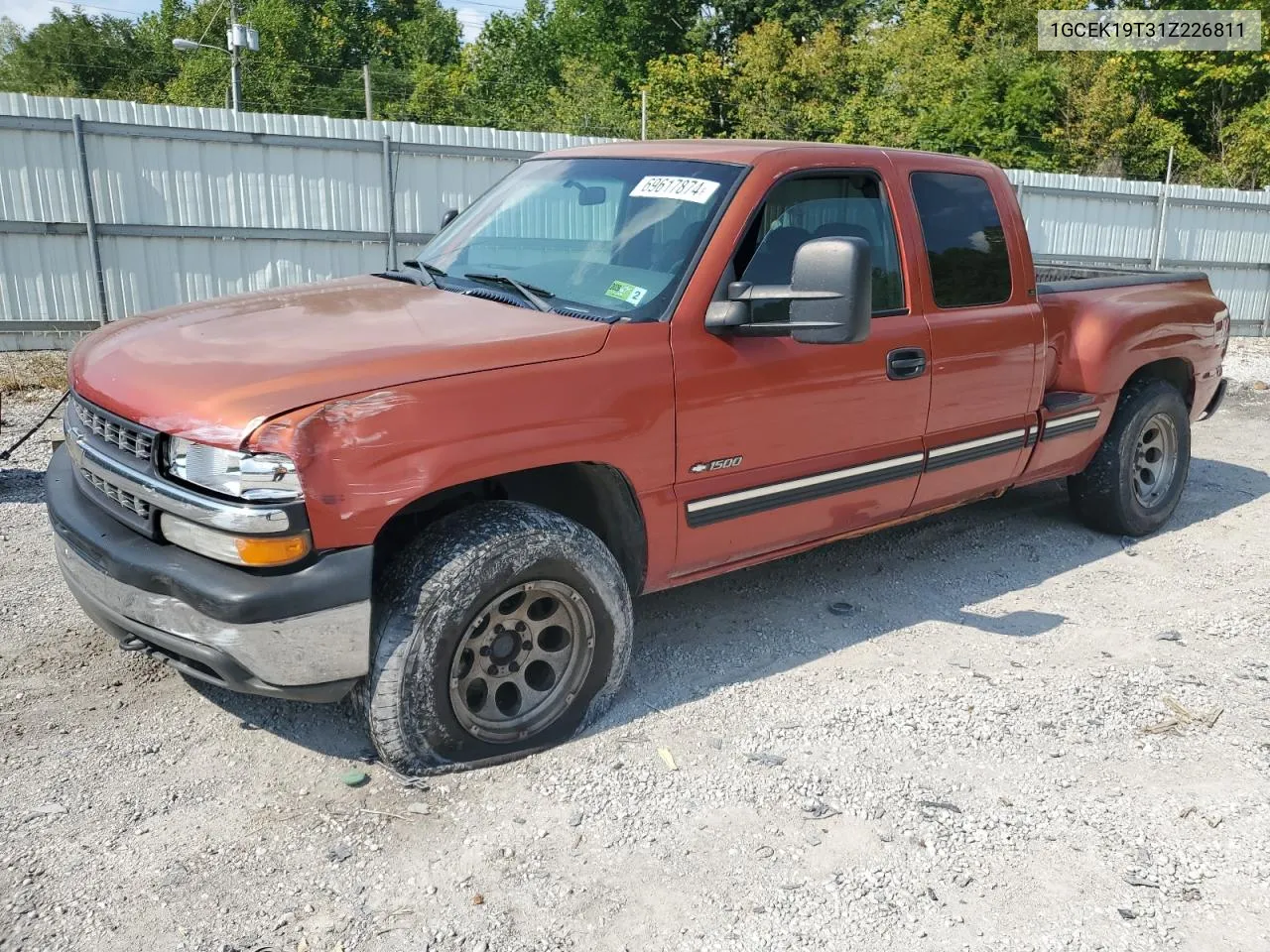 2001 Chevrolet Silverado K1500 VIN: 1GCEK19T31Z226811 Lot: 69617874