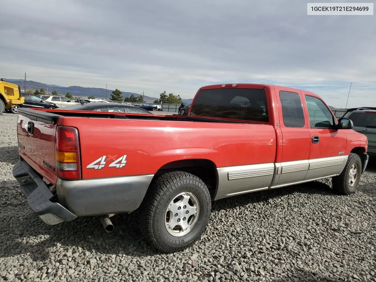 2001 Chevrolet Silverado K1500 VIN: 1GCEK19T21E294699 Lot: 77881844