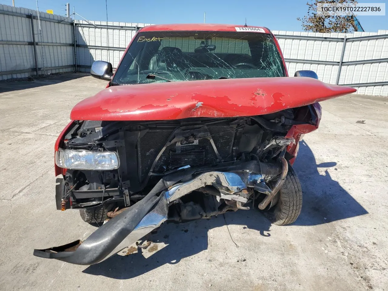 2002 Chevrolet Silverado K1500 VIN: 1GCEK19T02Z227836 Lot: 74376664