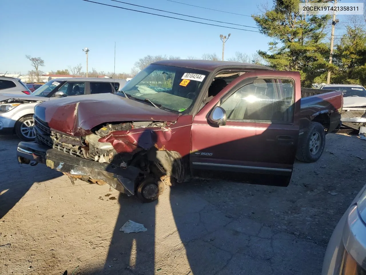 2002 Chevrolet Silverado K1500 VIN: 2GCEK19T421358311 Lot: 80104244