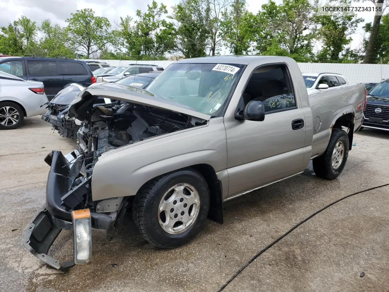 2003 Chevrolet Silverado K1500 VIN: 1GCEK14T73Z343155 Lot: 53270774