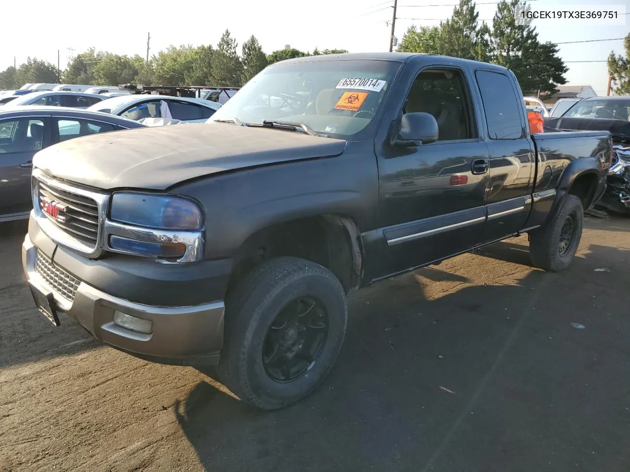 2003 Chevrolet Silverado K1500 VIN: 1GCEK19TX3E369751 Lot: 65570014