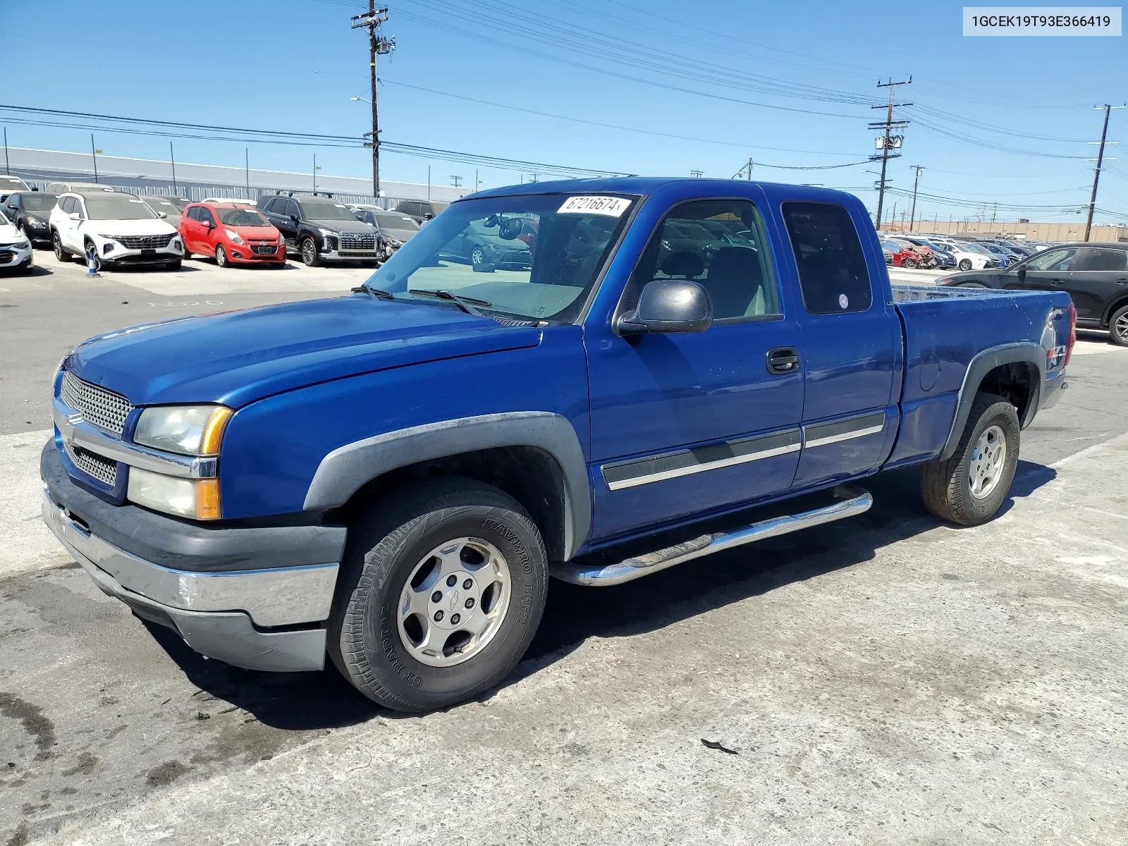 2003 Chevrolet Silverado K1500 VIN: 1GCEK19T93E366419 Lot: 67216674