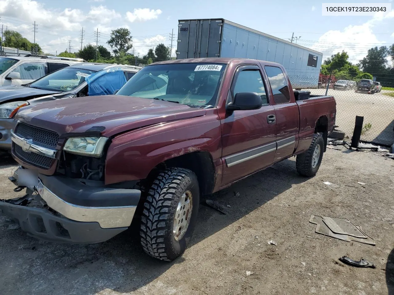 2003 Chevrolet Silverado K1500 VIN: 1GCEK19T23E230343 Lot: 67774084