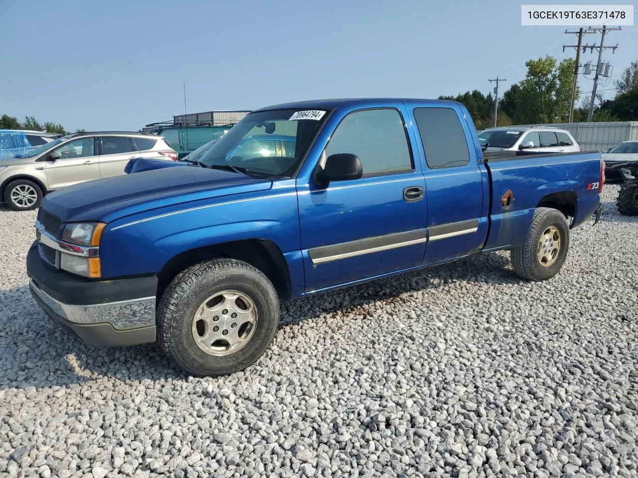 2003 Chevrolet Silverado K1500 VIN: 1GCEK19T63E371478 Lot: 70964794