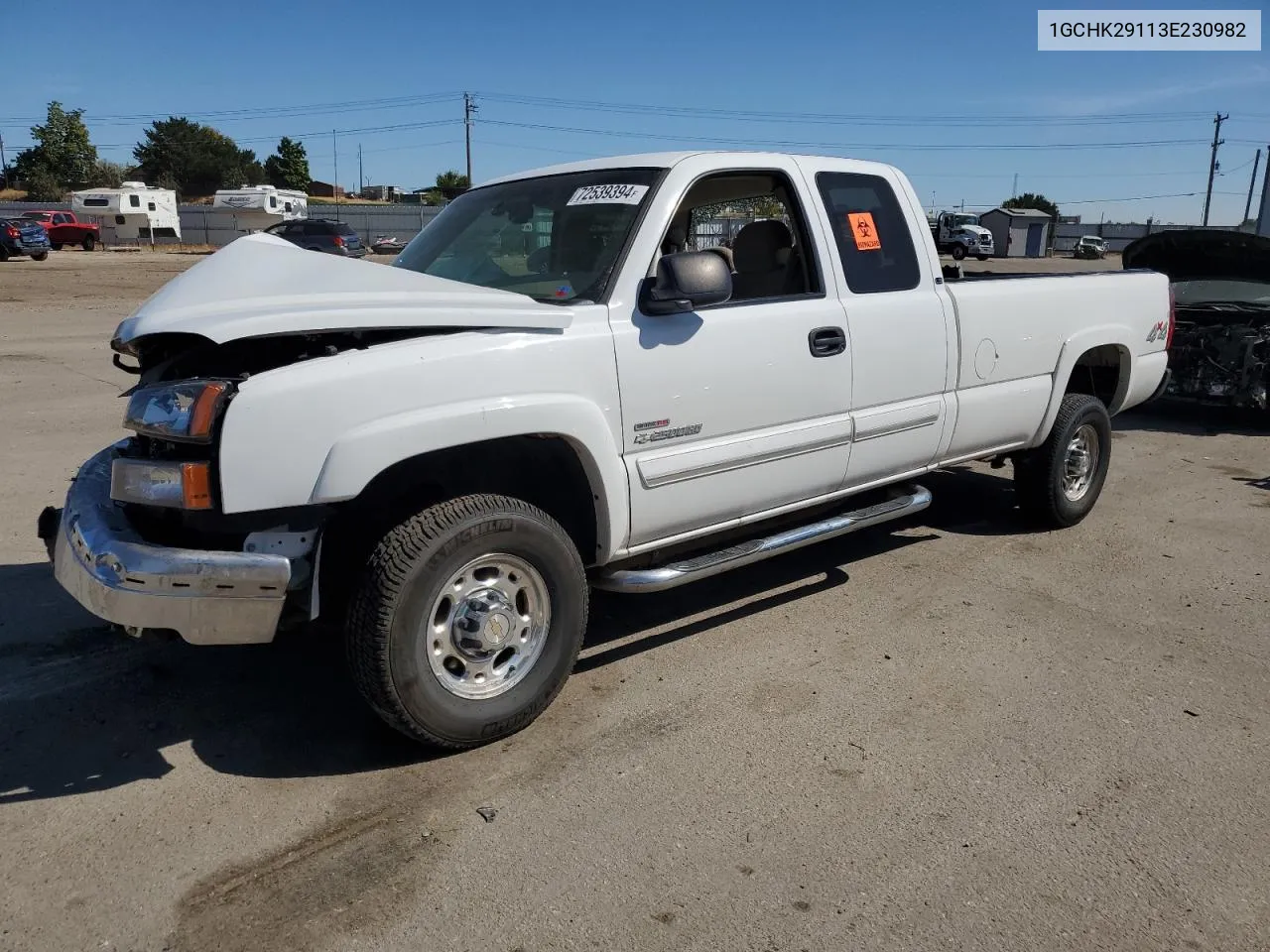 2003 Chevrolet Silverado K2500 Heavy Duty VIN: 1GCHK29113E230982 Lot: 72539394