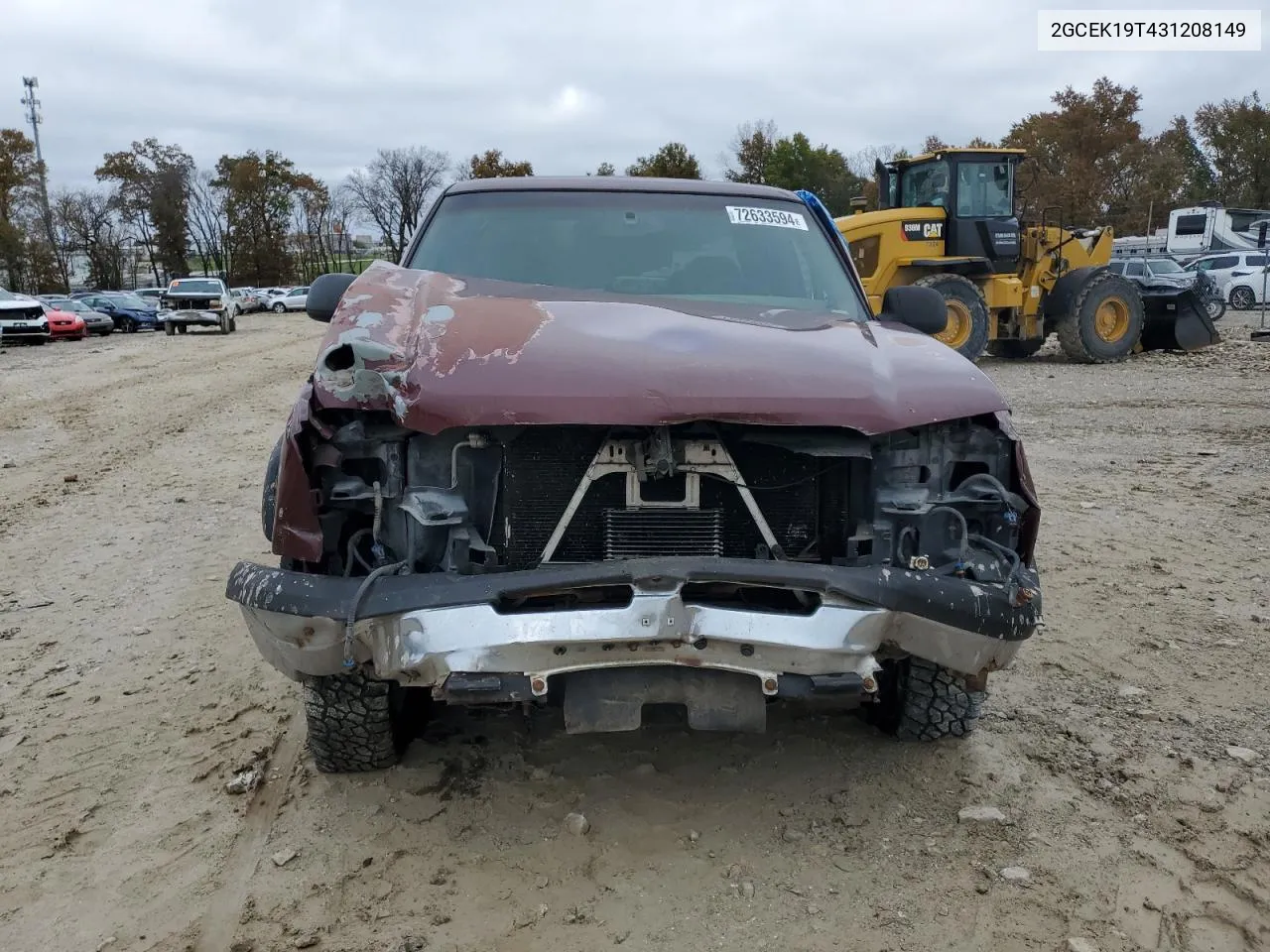 2003 Chevrolet Silverado K1500 VIN: 2GCEK19T431208149 Lot: 72633594