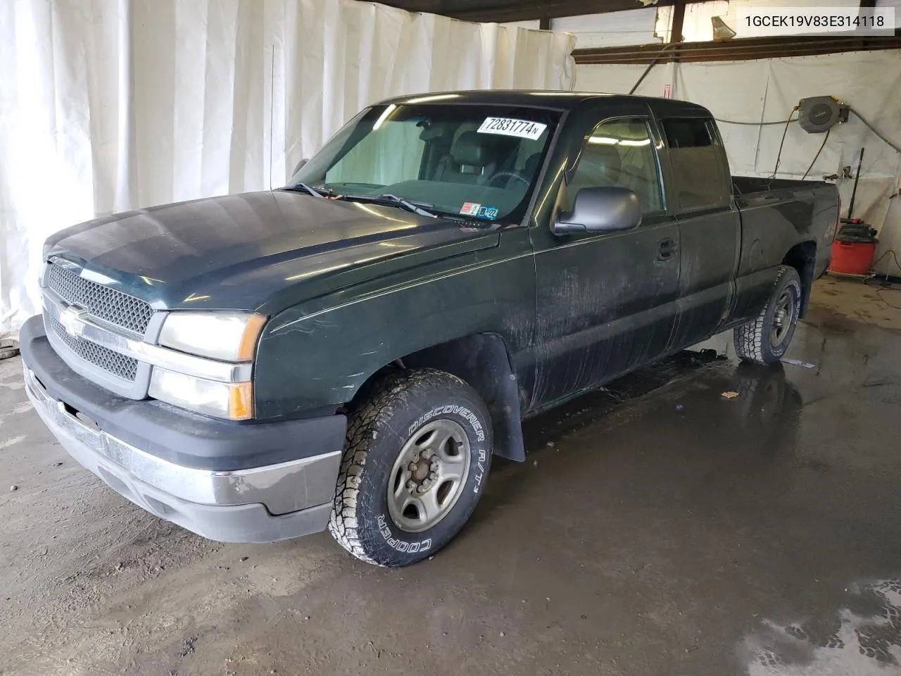 2003 Chevrolet Silverado K1500 VIN: 1GCEK19V83E314118 Lot: 72831774