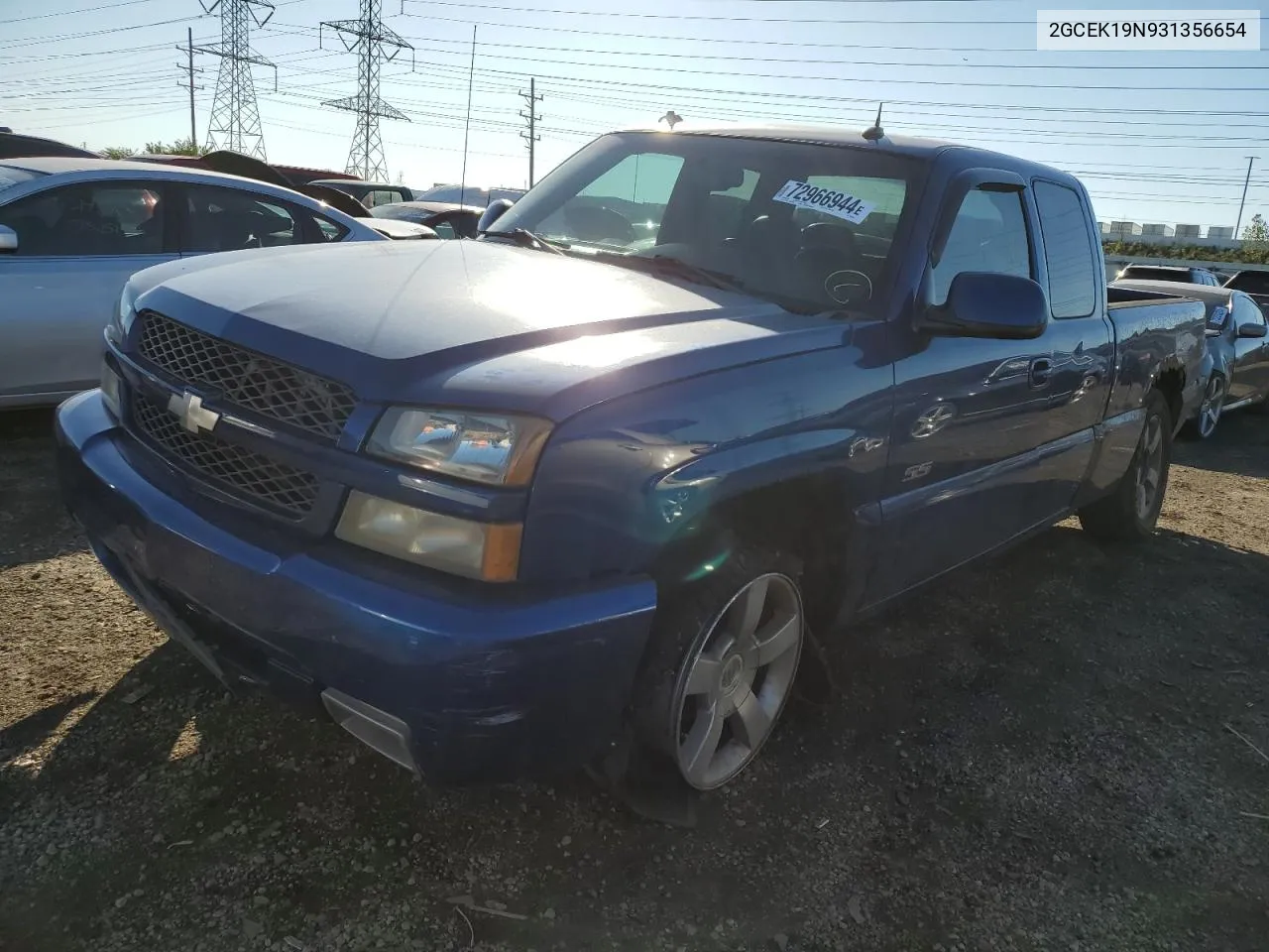 2003 Chevrolet Silverado K1500 VIN: 2GCEK19N931356654 Lot: 72966944