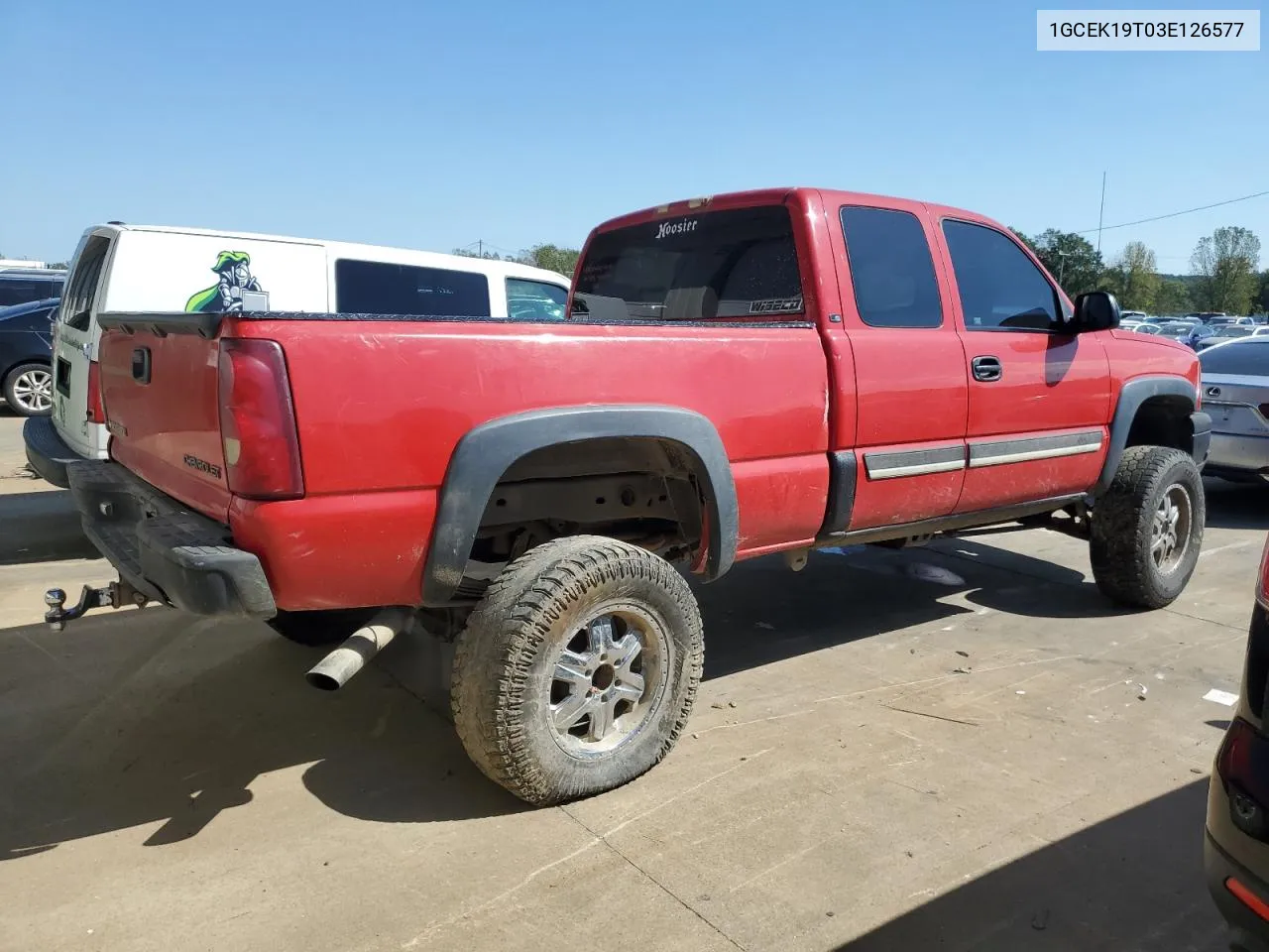 2003 Chevrolet Silverado K1500 VIN: 1GCEK19T03E126577 Lot: 73583244