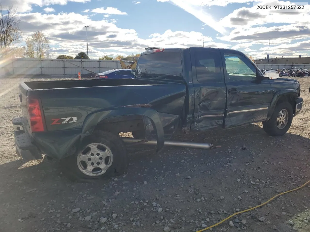 2003 Chevrolet Silverado K1500 VIN: 2GCEK19T331257522 Lot: 75418944