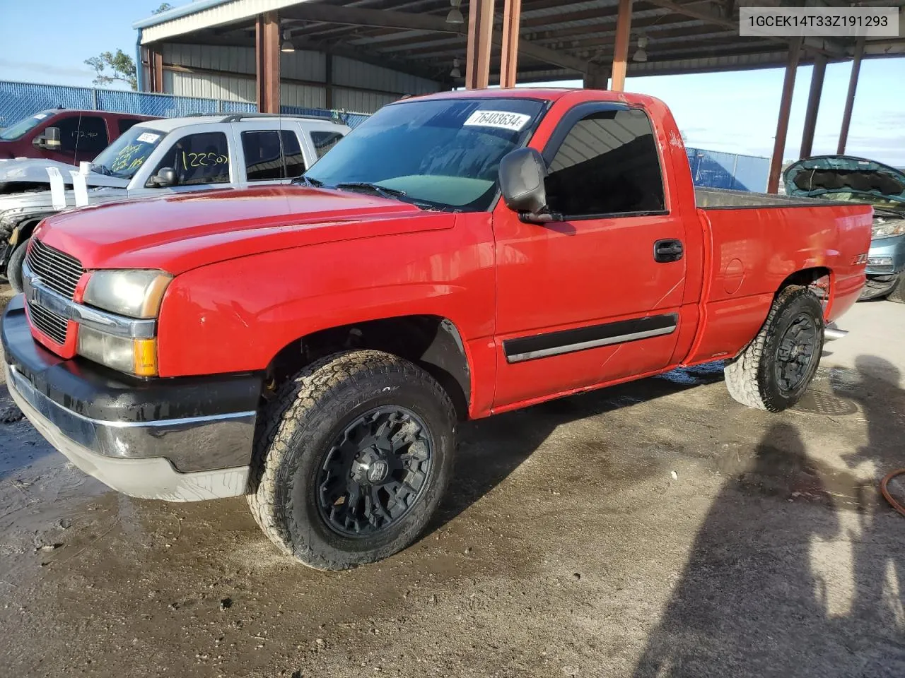 2003 Chevrolet Silverado K1500 VIN: 1GCEK14T33Z191293 Lot: 76403634