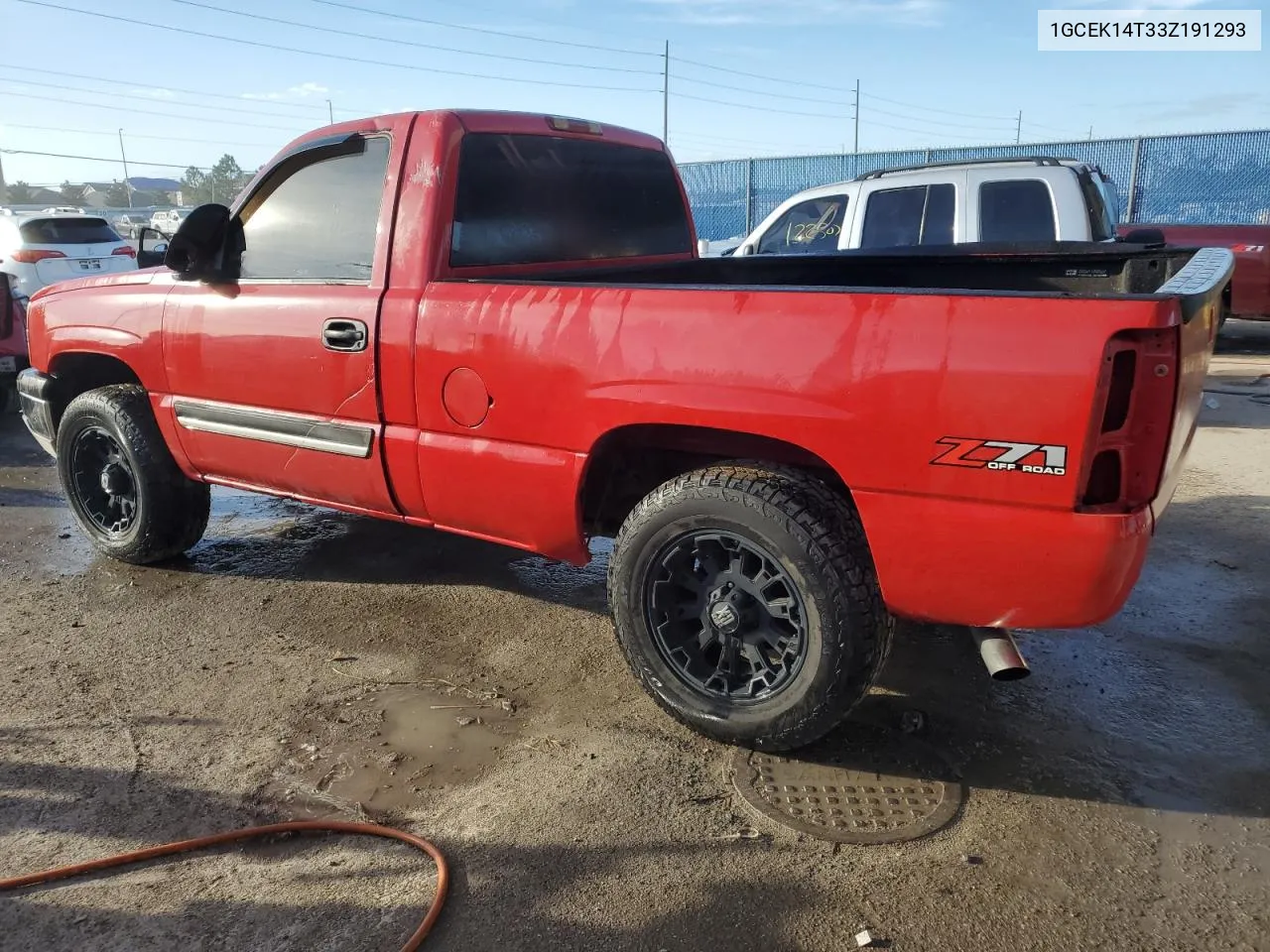 2003 Chevrolet Silverado K1500 VIN: 1GCEK14T33Z191293 Lot: 76403634