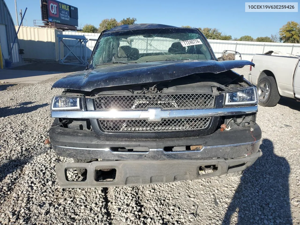 2003 Chevrolet Silverado K1500 VIN: 1GCEK19V63E259426 Lot: 77240774