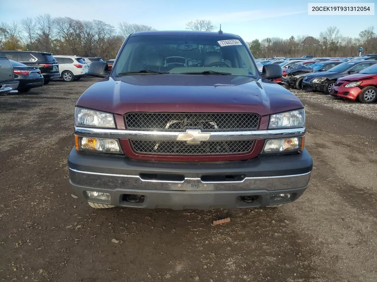 2003 Chevrolet Silverado K1500 VIN: 2GCEK19T931312054 Lot: 77443704