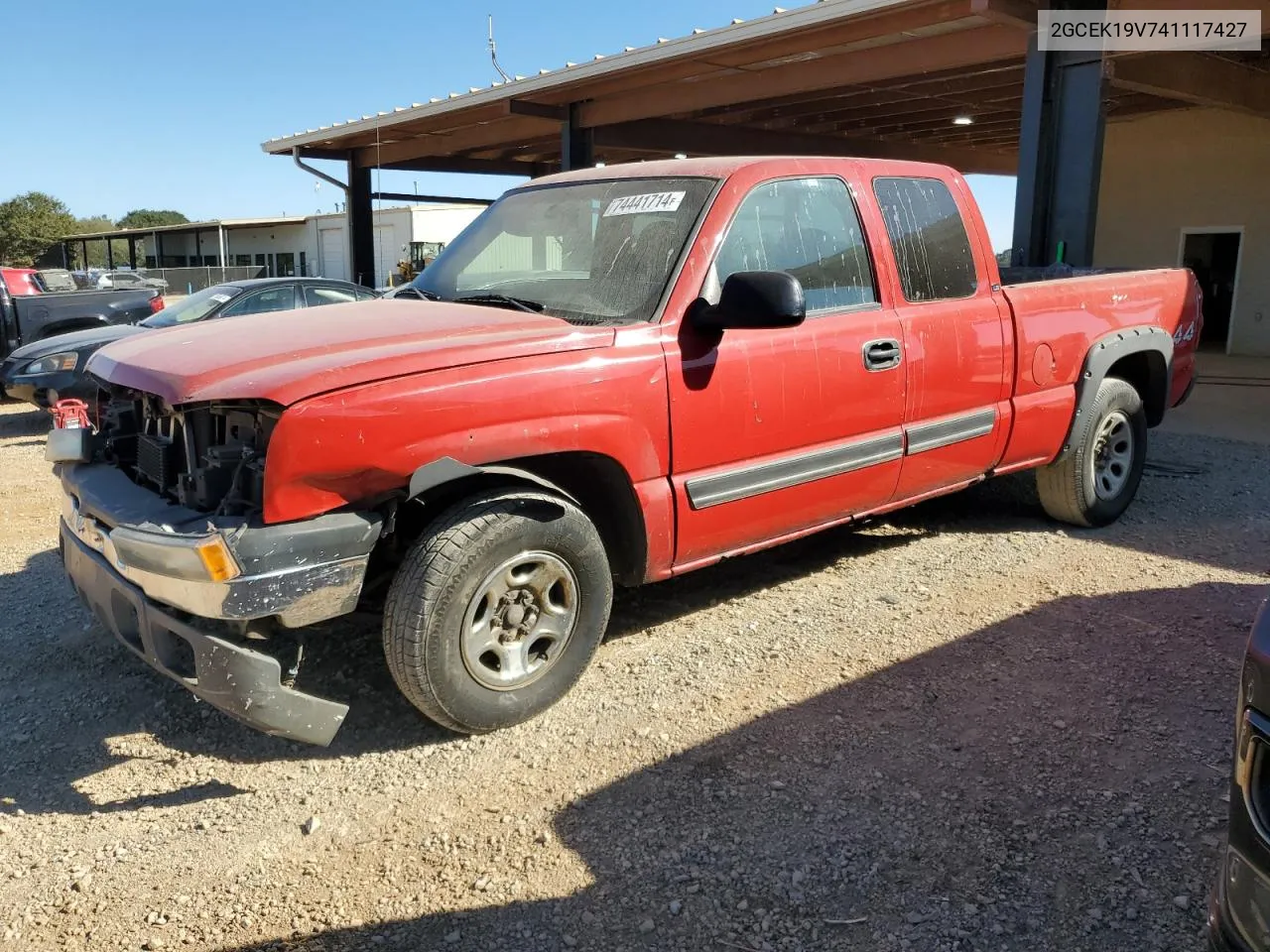 2004 Chevrolet Silverado K1500 VIN: 2GCEK19V741117427 Lot: 74441714