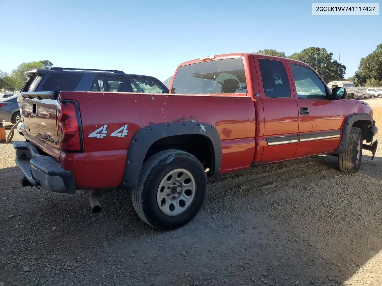 2004 Chevrolet Silverado K1500 VIN: 2GCEK19V741117427 Lot: 74441714