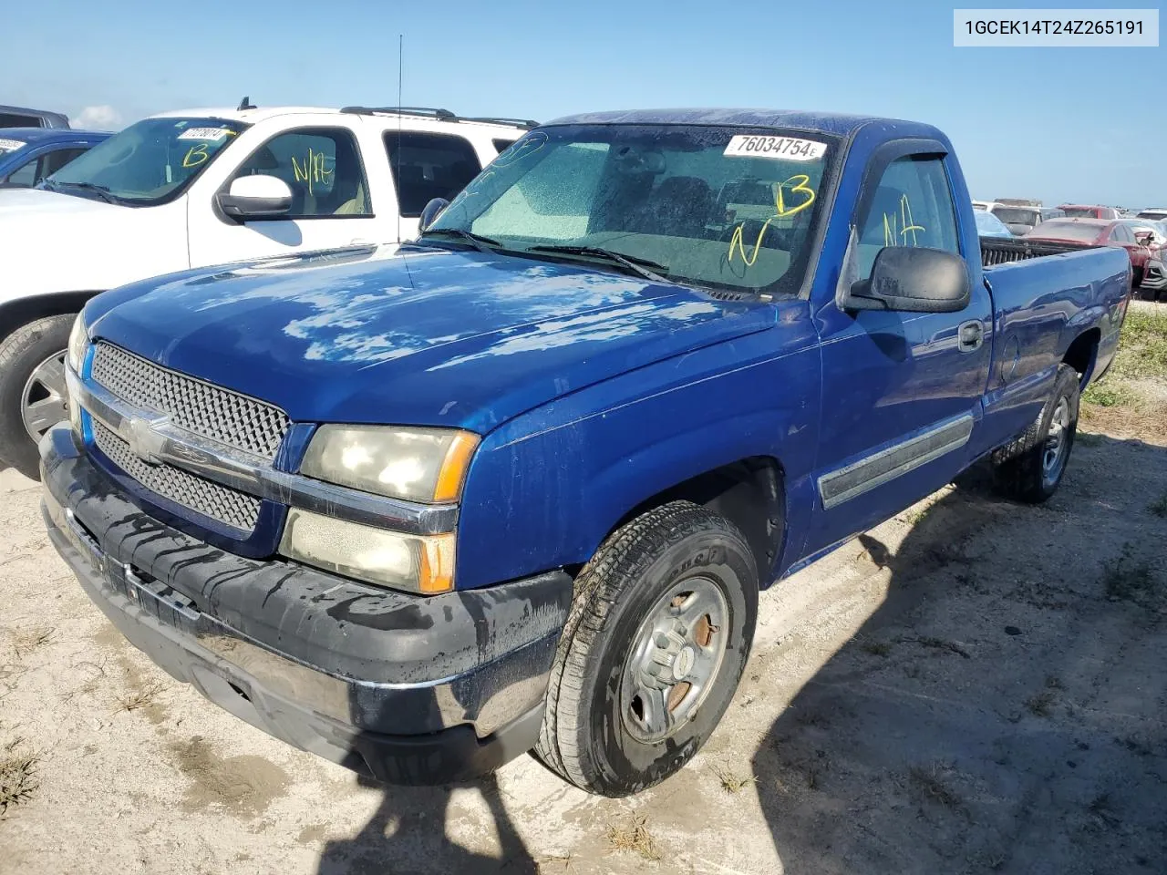 2004 Chevrolet Silverado K1500 VIN: 1GCEK14T24Z265191 Lot: 76034754