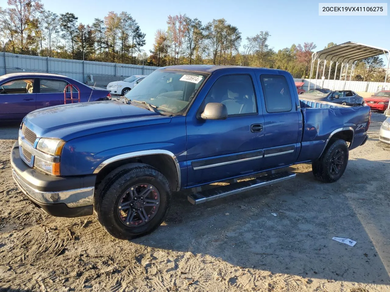 2004 Chevrolet Silverado K1500 VIN: 2GCEK19VX41106275 Lot: 77336914