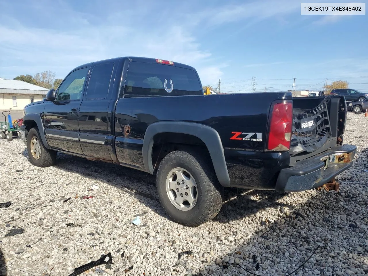 2004 Chevrolet Silverado K1500 VIN: 1GCEK19TX4E348402 Lot: 77893814