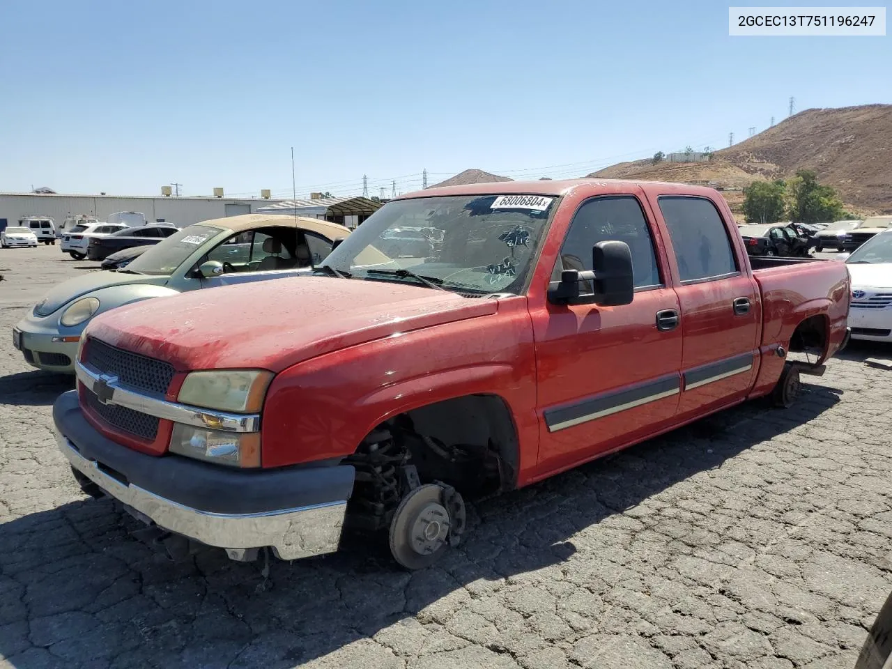 2005 Chevrolet Silverado C1500 VIN: 2GCEC13T751196247 Lot: 68006804