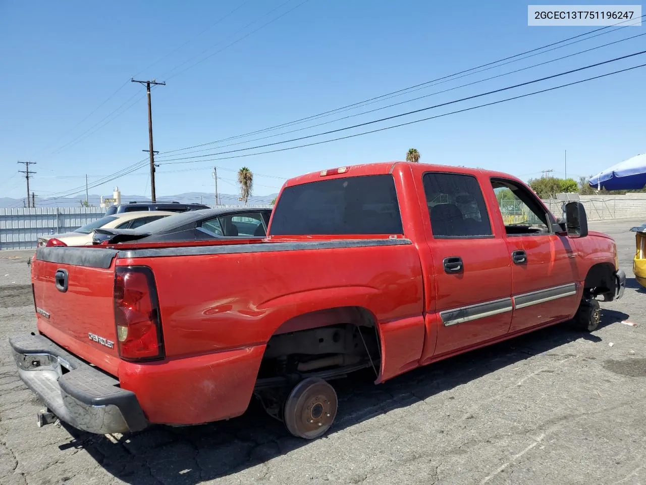 2005 Chevrolet Silverado C1500 VIN: 2GCEC13T751196247 Lot: 68006804