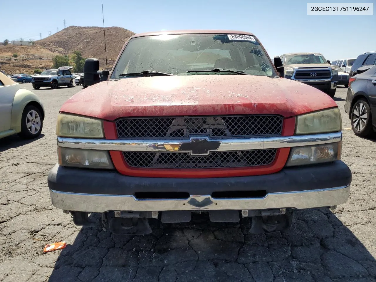 2005 Chevrolet Silverado C1500 VIN: 2GCEC13T751196247 Lot: 68006804