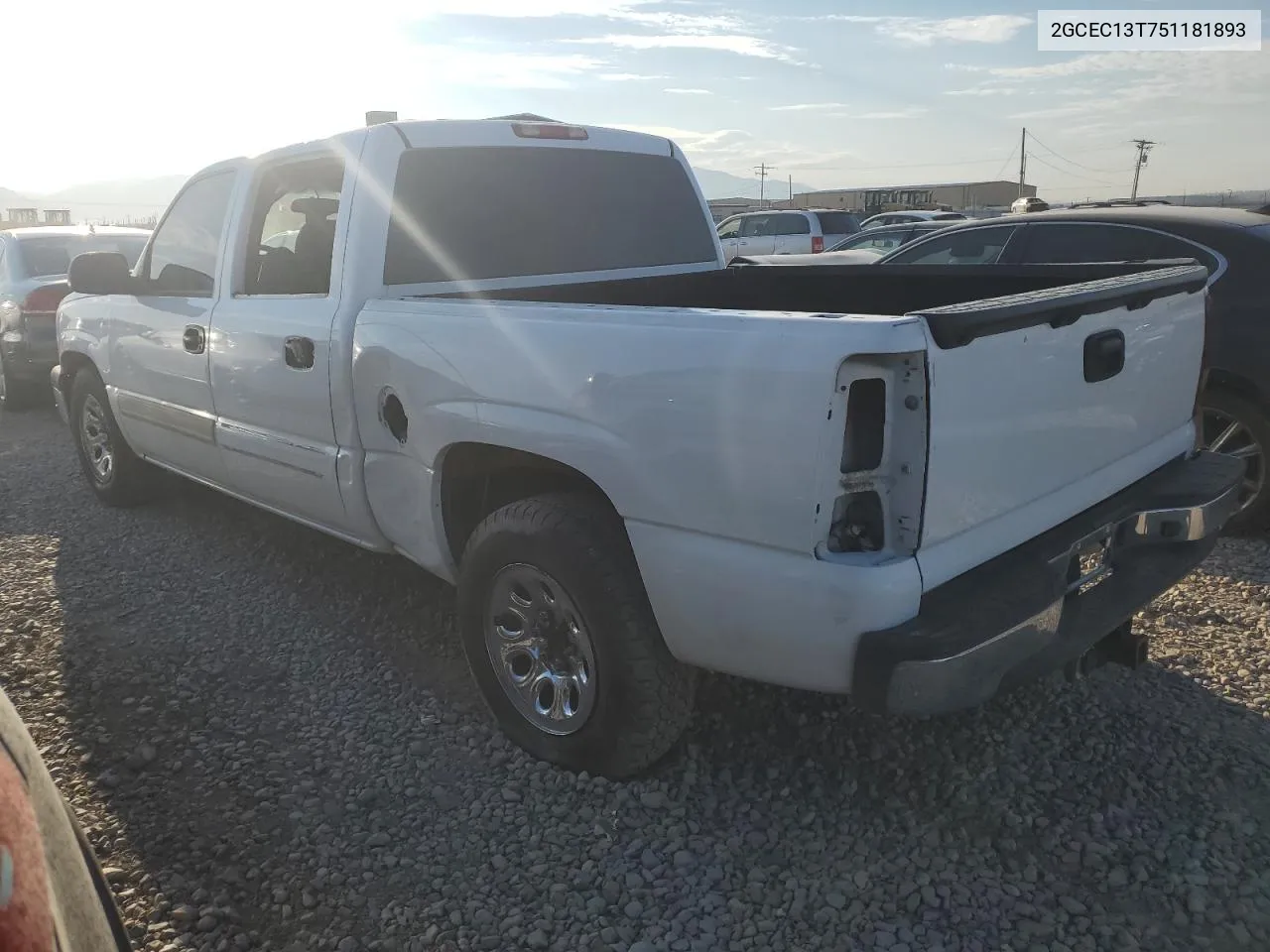 2005 Chevrolet Silverado C1500 VIN: 2GCEC13T751181893 Lot: 70655454