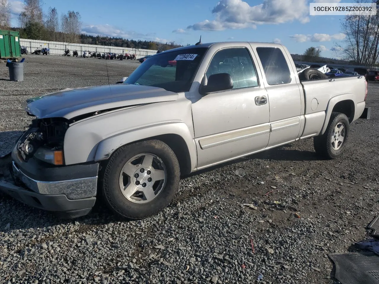 2005 Chevrolet Silverado K1500 VIN: 1GCEK19Z85Z200392 Lot: 77284814