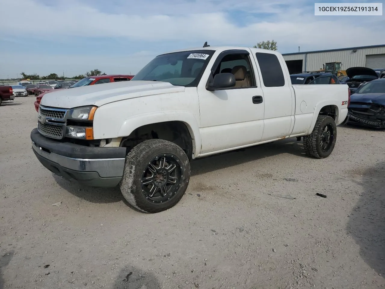 2006 Chevrolet Silverado K1500 VIN: 1GCEK19Z56Z191314 Lot: 71435964