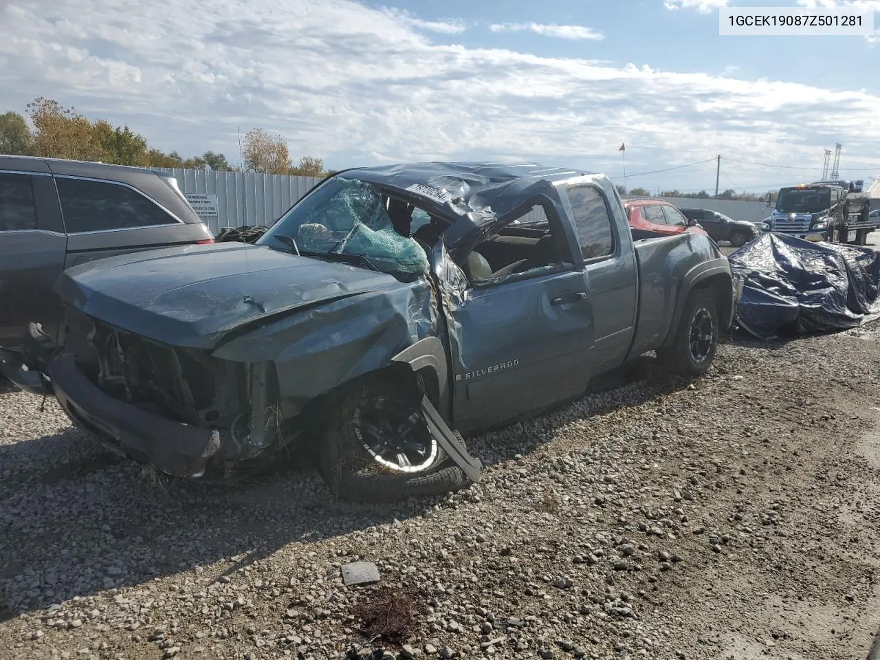 2007 Chevrolet Silverado K1500 VIN: 1GCEK19087Z501281 Lot: 76720284