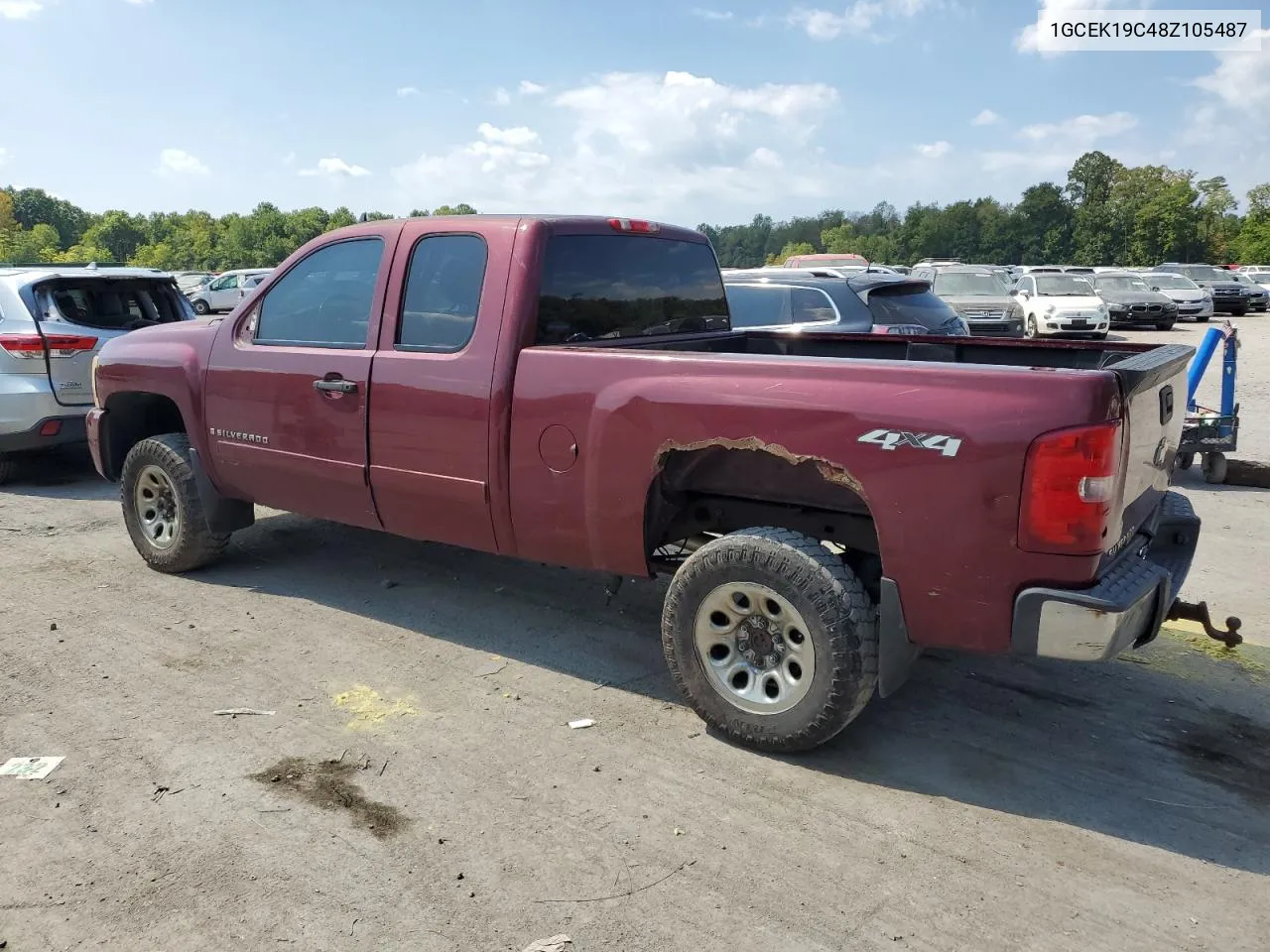 2008 Chevrolet Silverado K1500 VIN: 1GCEK19C48Z105487 Lot: 69502684