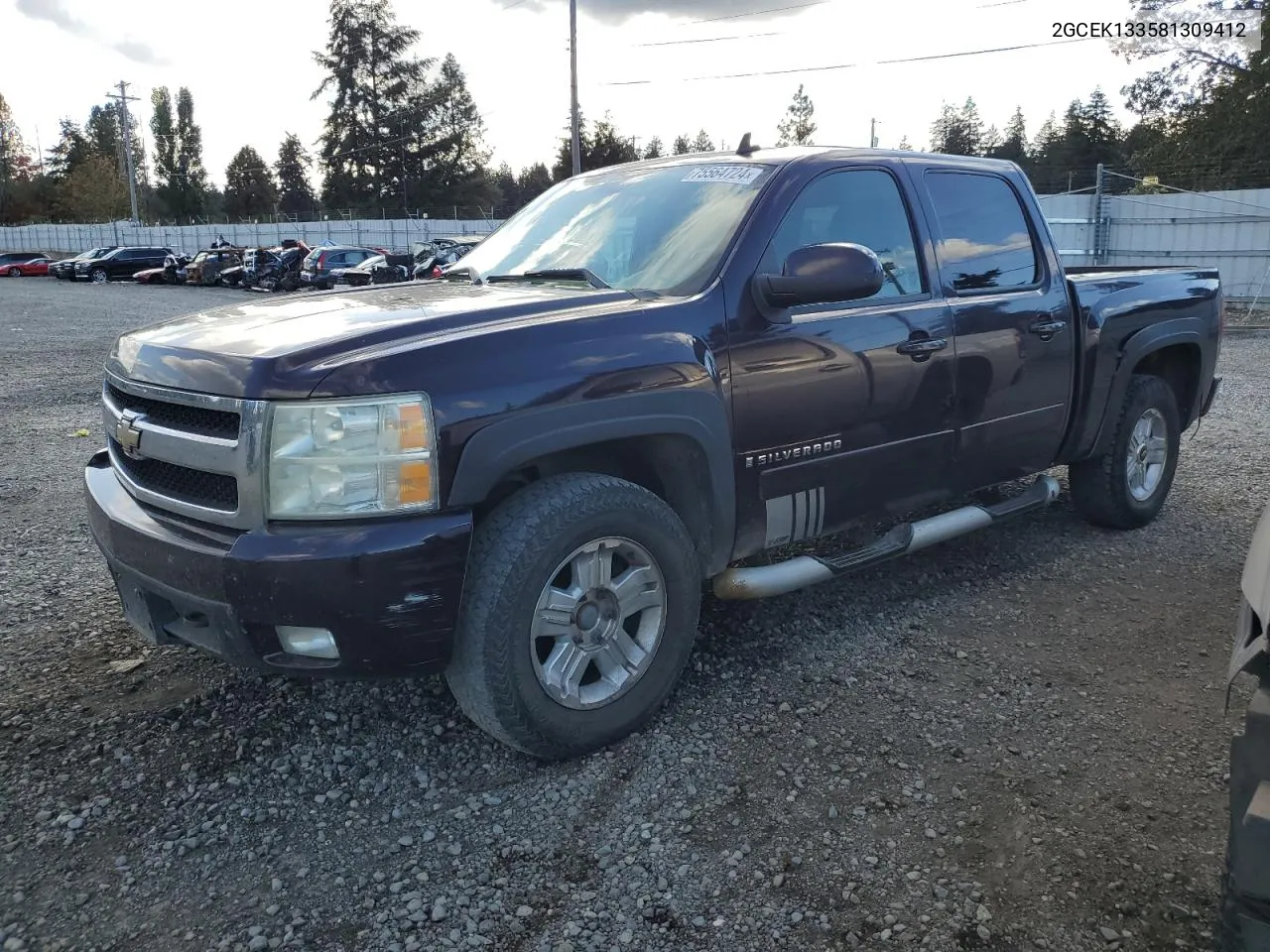 2008 Chevrolet Silverado K1500 VIN: 2GCEK133581309412 Lot: 75564724