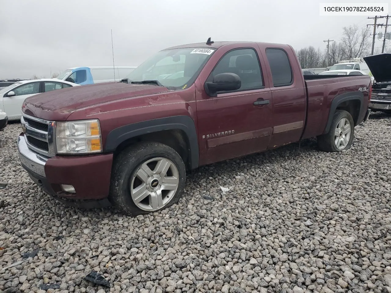 2008 Chevrolet Silverado K1500 VIN: 1GCEK19078Z245524 Lot: 80166584