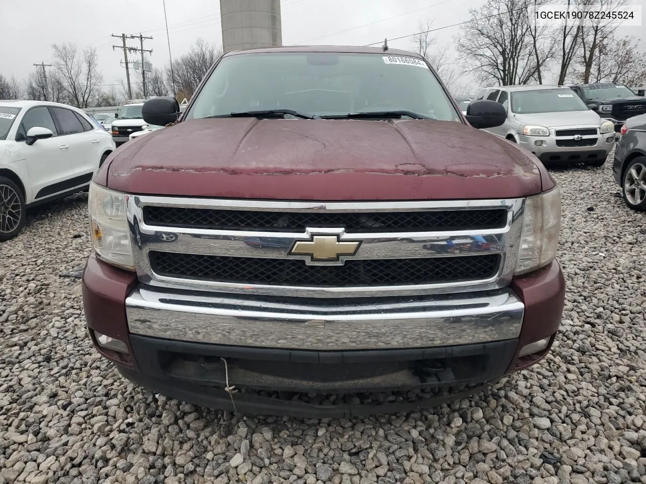 2008 Chevrolet Silverado K1500 VIN: 1GCEK19078Z245524 Lot: 80166584