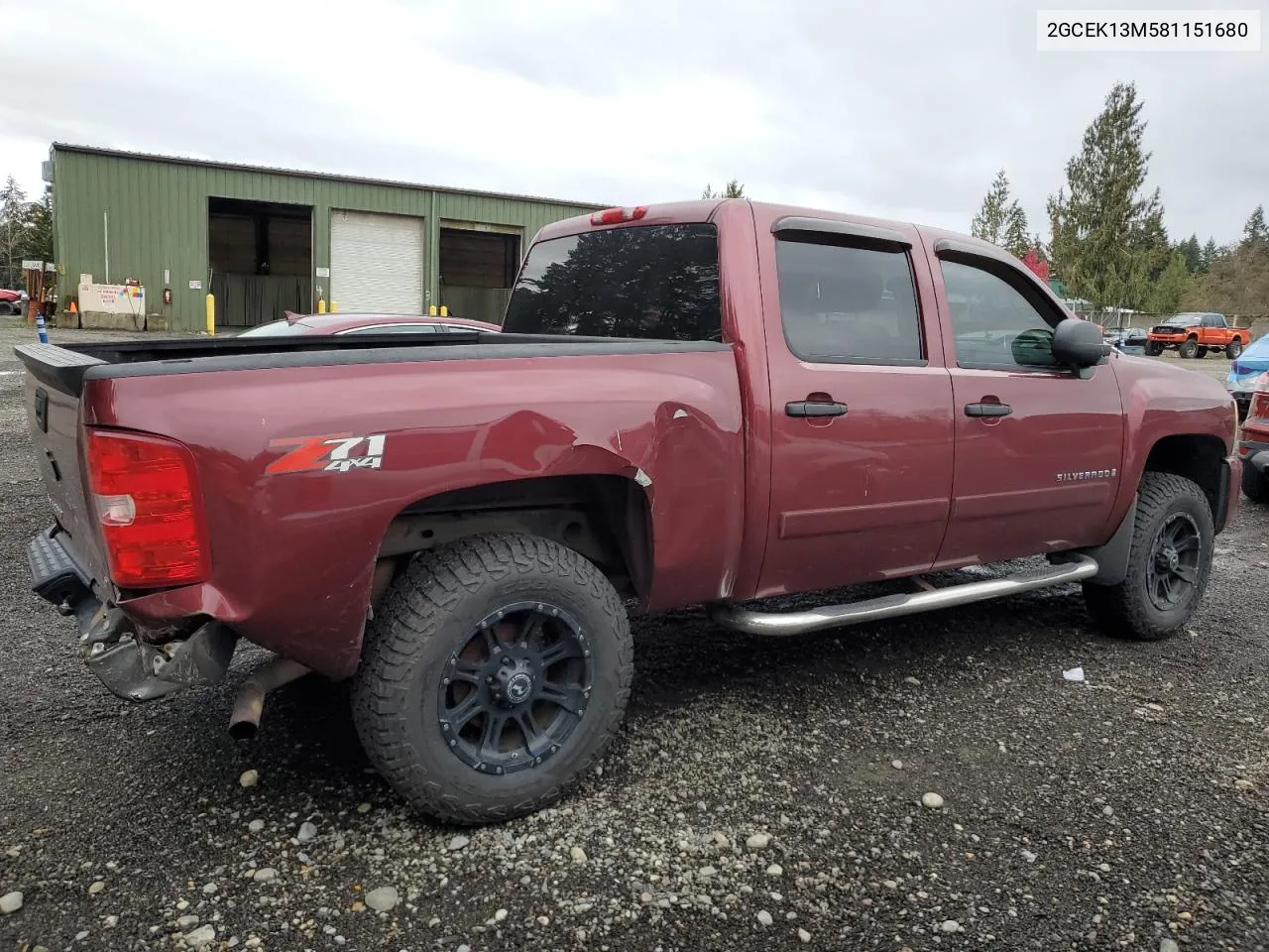 2008 Chevrolet Silverado K1500 VIN: 2GCEK13M581151680 Lot: 80337414