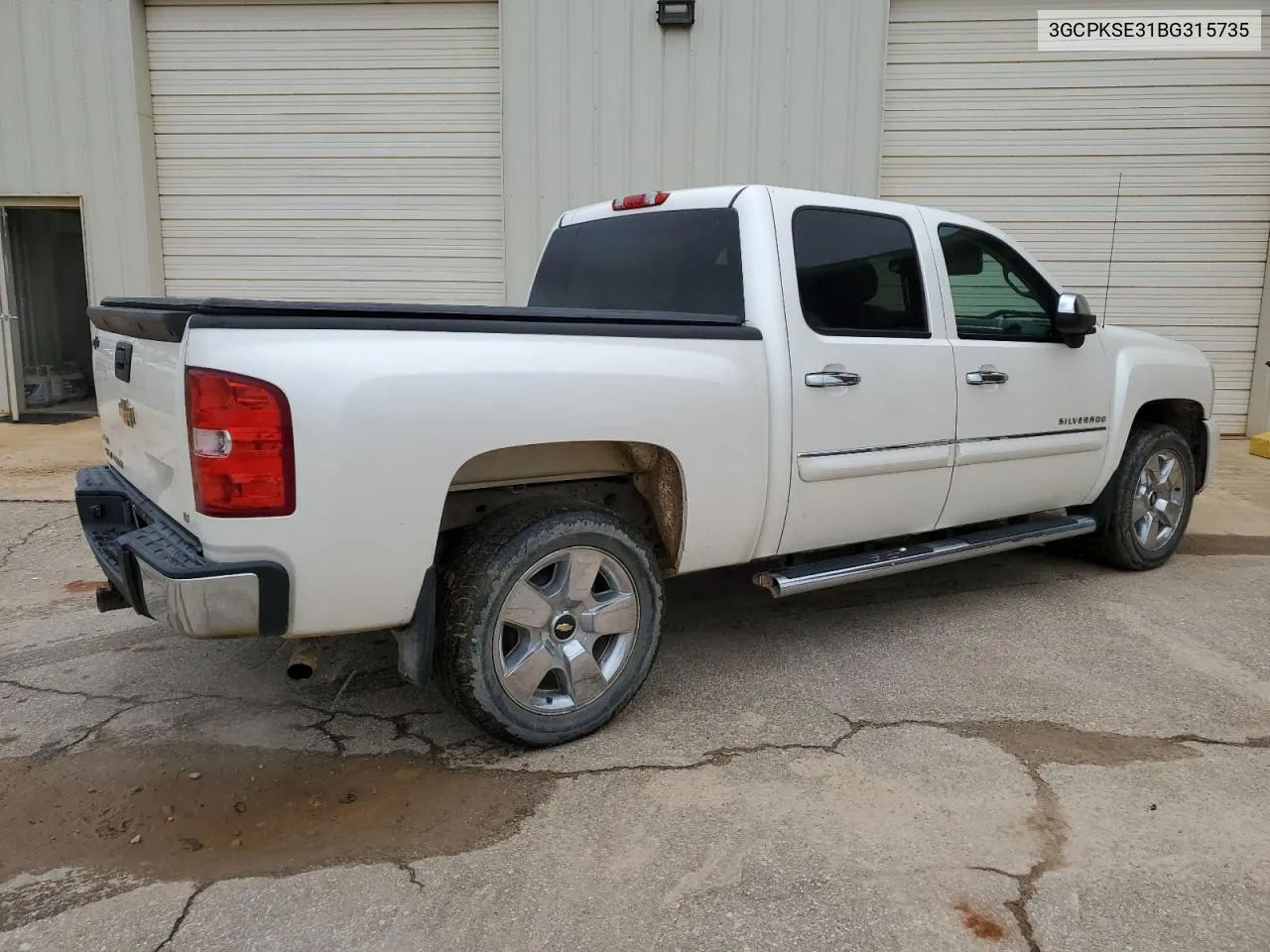 2011 Chevrolet Silverado K1500 Lt VIN: 3GCPKSE31BG315735 Lot: 68056974