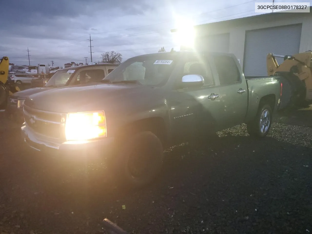 2011 Chevrolet Silverado C1500 Lt VIN: 3GCPCSE08BG178327 Lot: 80793354