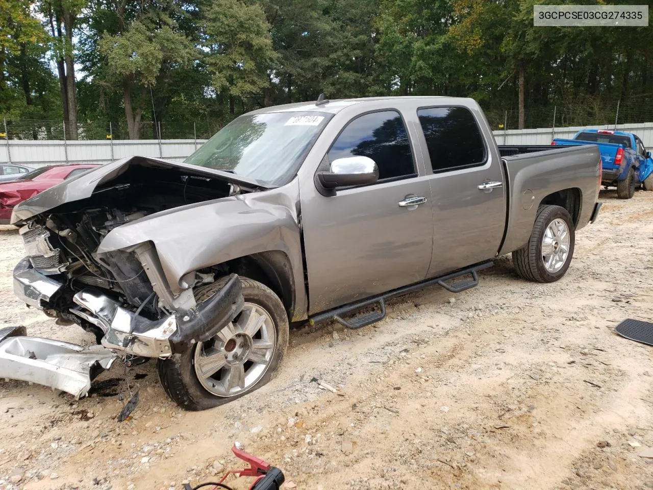 2012 Chevrolet Silverado C1500 Lt VIN: 3GCPCSE03CG274335 Lot: 73971504