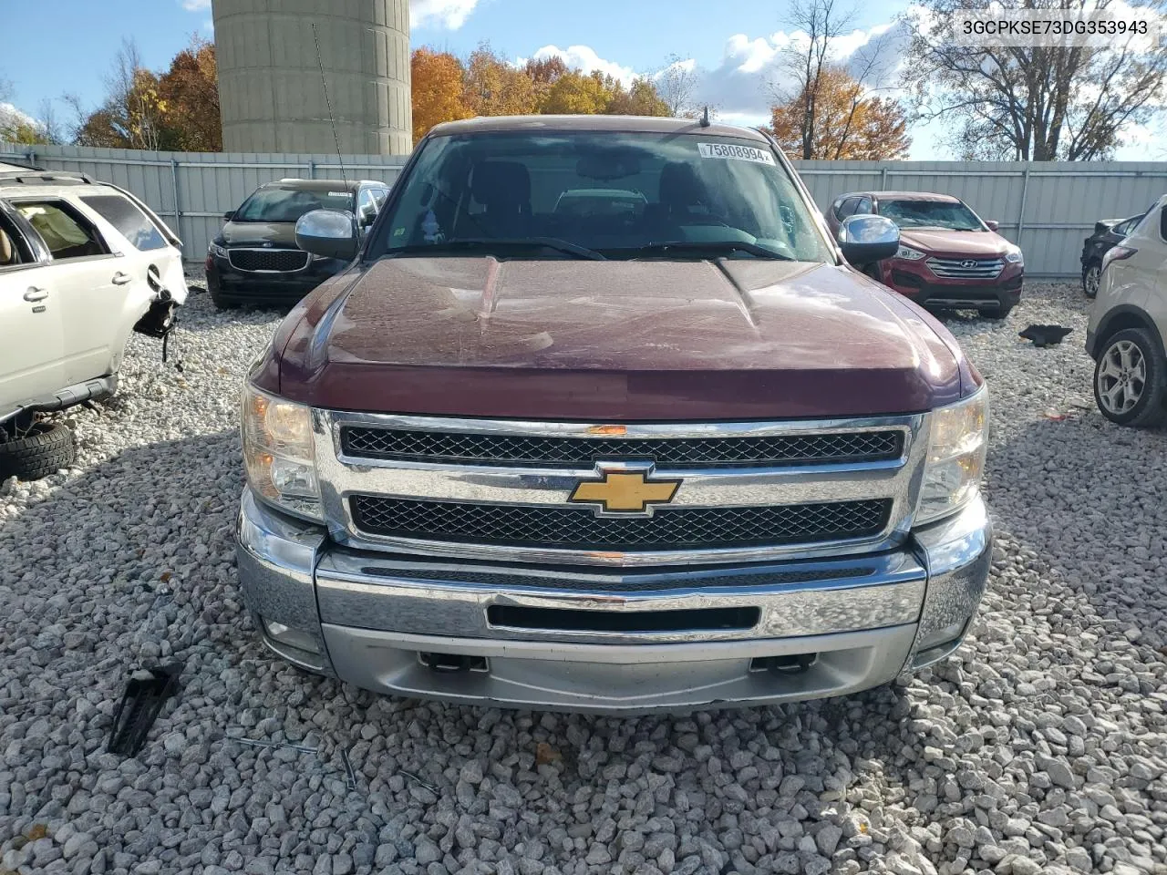 2013 Chevrolet Silverado K1500 Lt VIN: 3GCPKSE73DG353943 Lot: 75808994