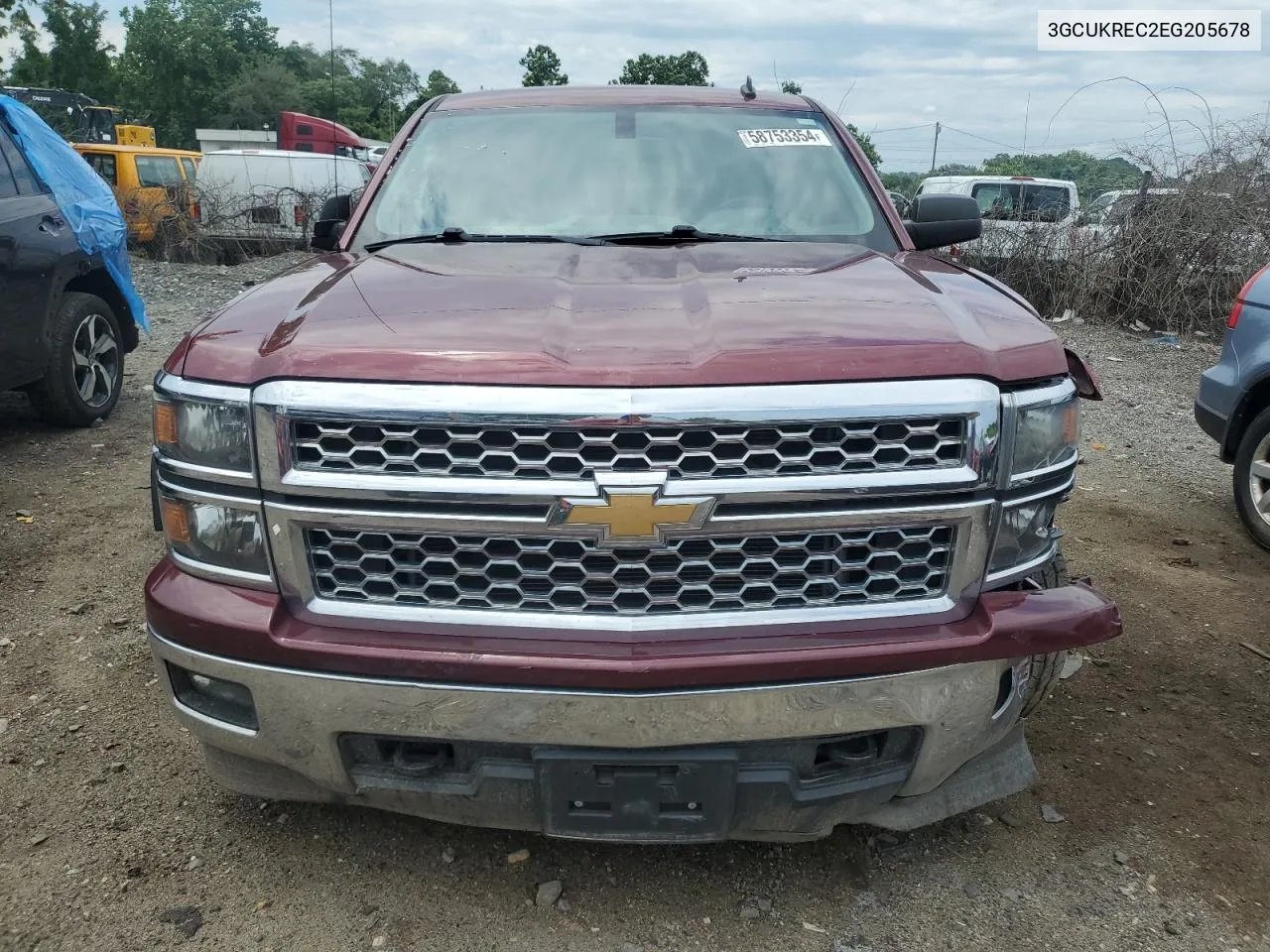 2014 Chevrolet Silverado K1500 Lt VIN: 3GCUKREC2EG205678 Lot: 58753354