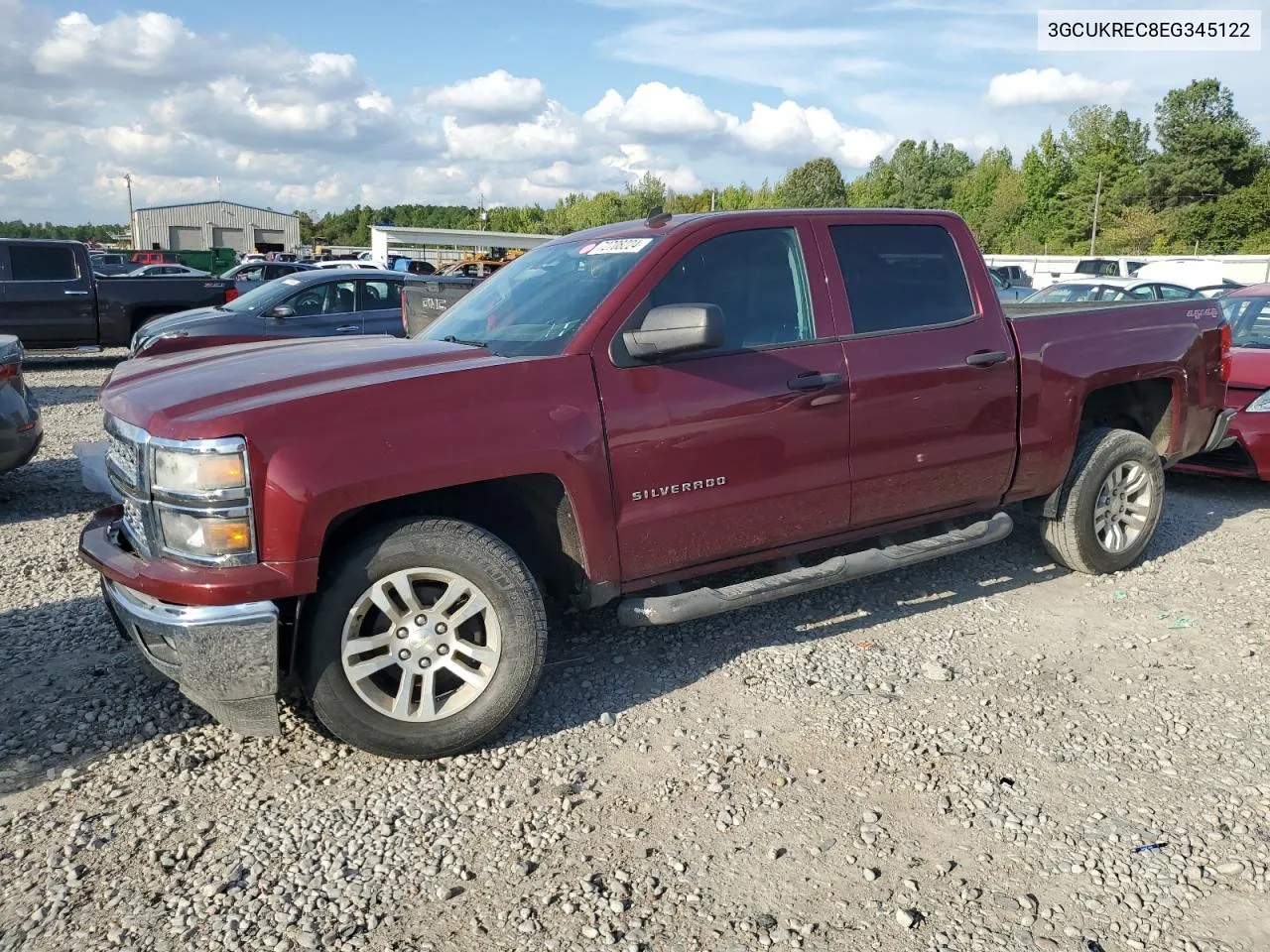 2014 Chevrolet Silverado K1500 Lt VIN: 3GCUKREC8EG345122 Lot: 72708224