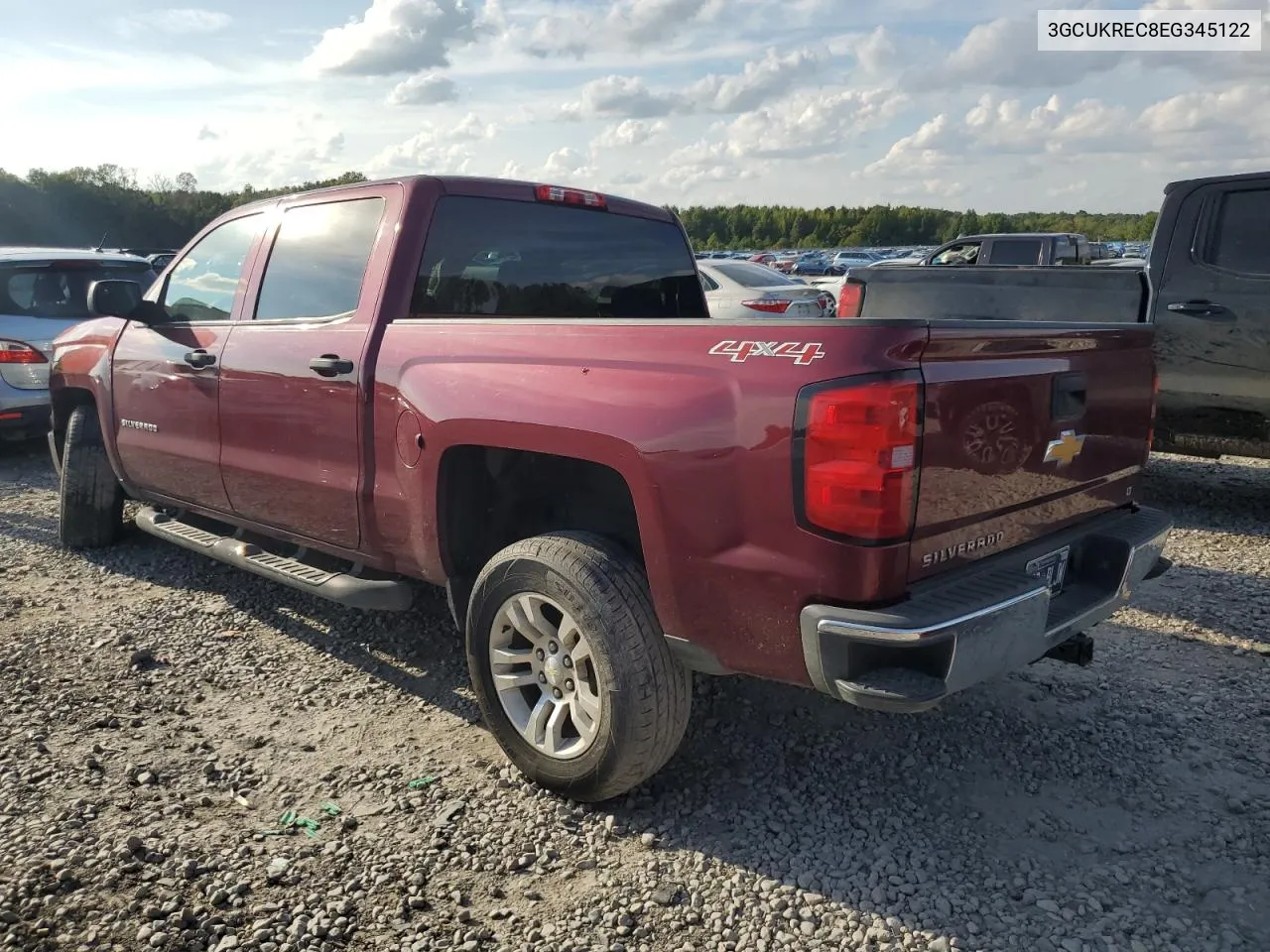 2014 Chevrolet Silverado K1500 Lt VIN: 3GCUKREC8EG345122 Lot: 72708224