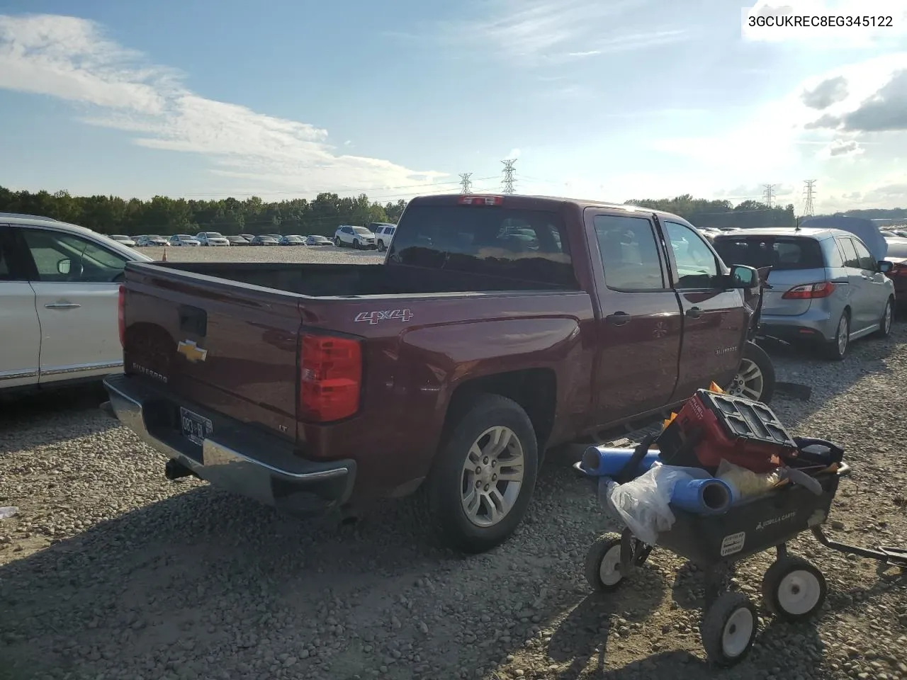 2014 Chevrolet Silverado K1500 Lt VIN: 3GCUKREC8EG345122 Lot: 72708224