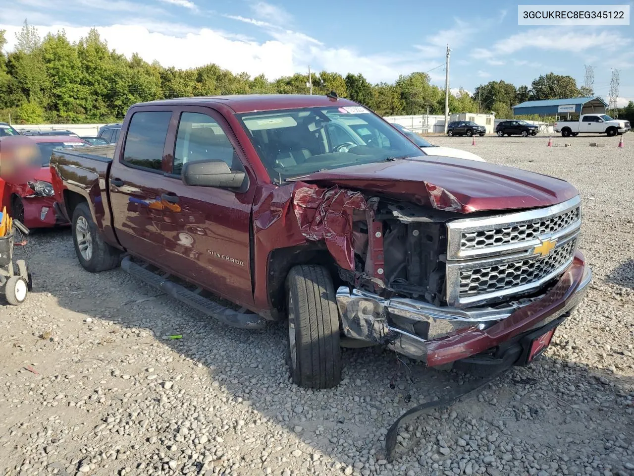 2014 Chevrolet Silverado K1500 Lt VIN: 3GCUKREC8EG345122 Lot: 72708224