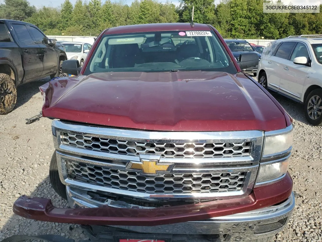 2014 Chevrolet Silverado K1500 Lt VIN: 3GCUKREC8EG345122 Lot: 72708224