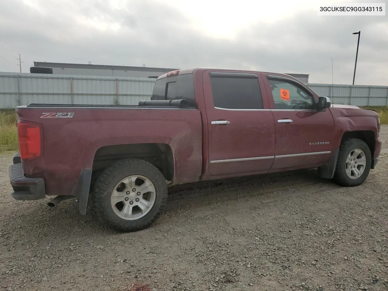 2016 Chevrolet Silverado K1500 Ltz VIN: 3GCUKSEC9GG343115 Lot: 63997954