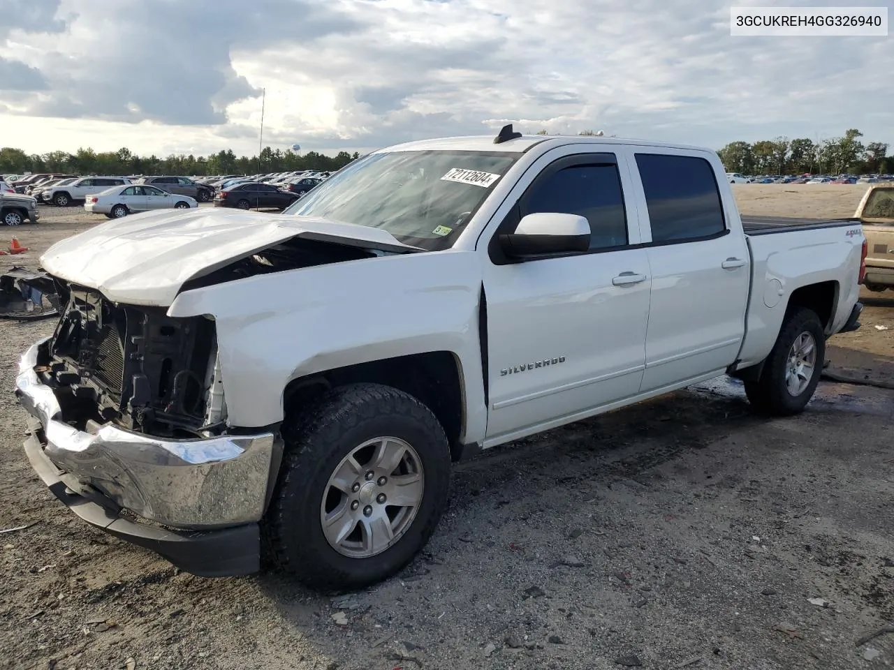 2016 Chevrolet Silverado K1500 Lt VIN: 3GCUKREH4GG326940 Lot: 72112604